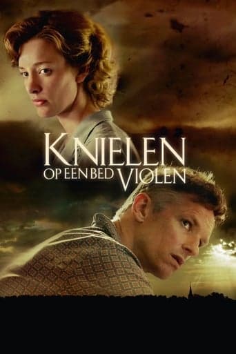 Knielen op een bed violen Vider